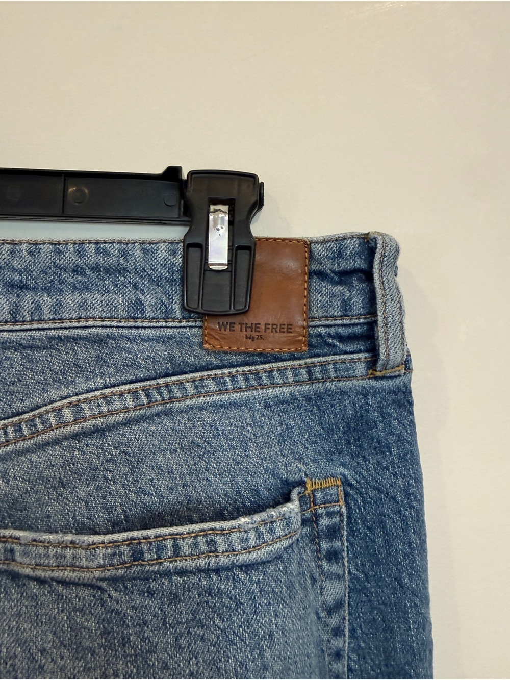 We The Free Women's Straight Leg Distressed Blue Jeans - Picture 4 of 7